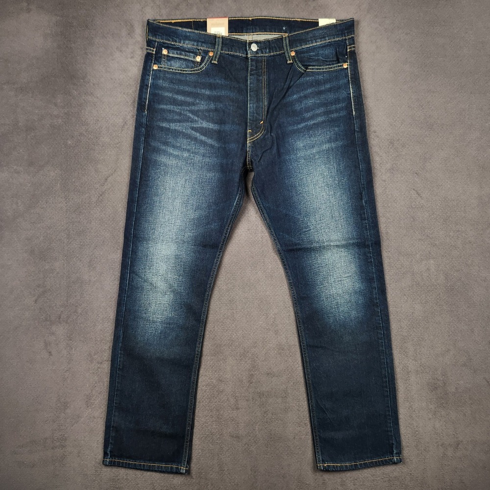 Levis 513 Slim Straight Jeans Mens 38x30 Blue Dark Wash Stretch Denim NEW